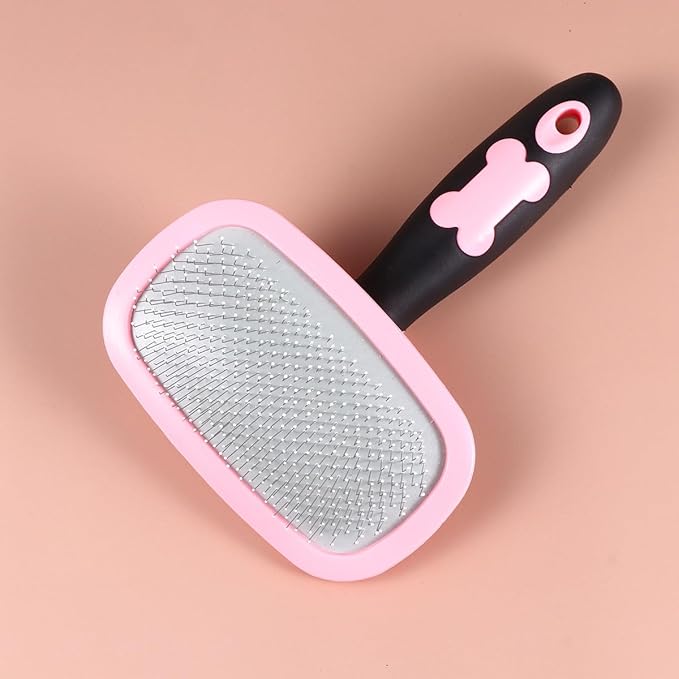ERINGOGO Pet Grooming Comb 360° Rotatable Massage Brush Large Size Pink with Dots for Dog and Cat Shedding and Cleaning