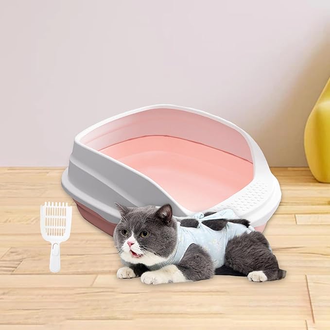 High-Sided Litter Pan for Cats, Rabbits, Hamsters - Easy Clean Potty Toilet with Raised Walls for Small & Medium Pets- 38cm