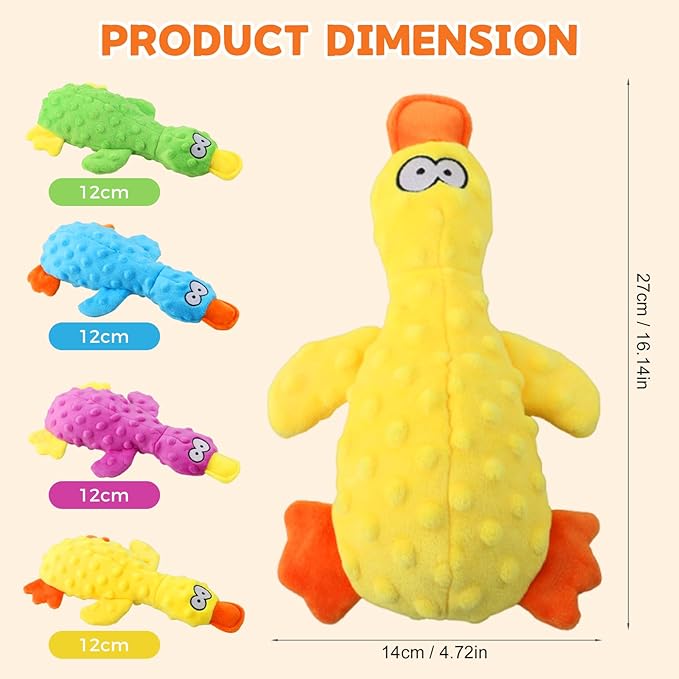 Dog Toys for Aggressive Chewers, 2026 Upgraded Duck Dog Toys Large Dogs Indestructible, Vocal Toys with Built-in Squeaker for Boredom Relief, Cute Yellow Duckling Plush for Playtime (Yellow)