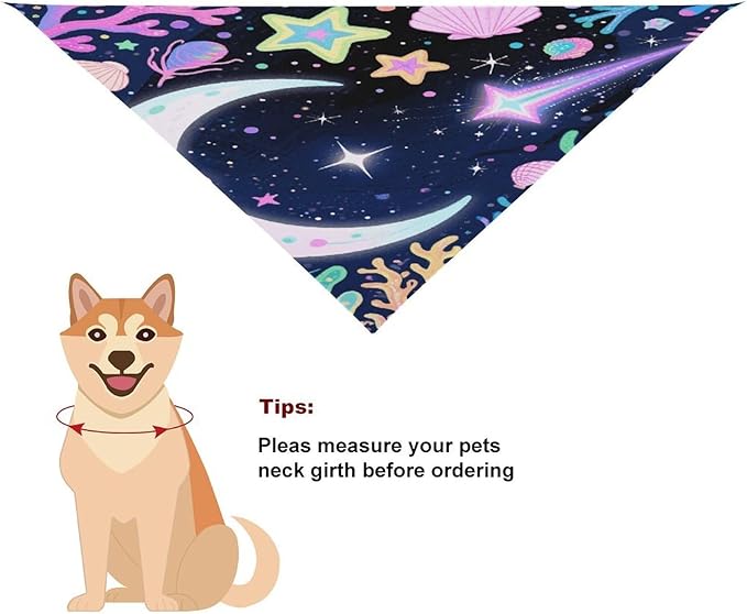 Dog Bandana Spring Pet Scarf Adjustable Triangle Star Ocean Pattern Printing Dog Bib Washable Polyester Puppy Bandana for Small Medium Large Dogs Cat Birthday Party Supplies