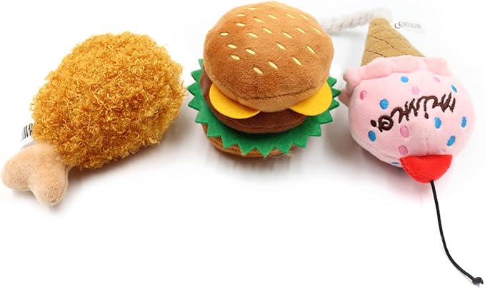 Peiiwdc Stuffed Simulation Food Shape Dogs Squeaky Toy Soft Massage Supplies Pet Simulation Food Molar Pet Supplies Chew for Aggressive Chewers Large Breeds Indestructible for Small Stuffed