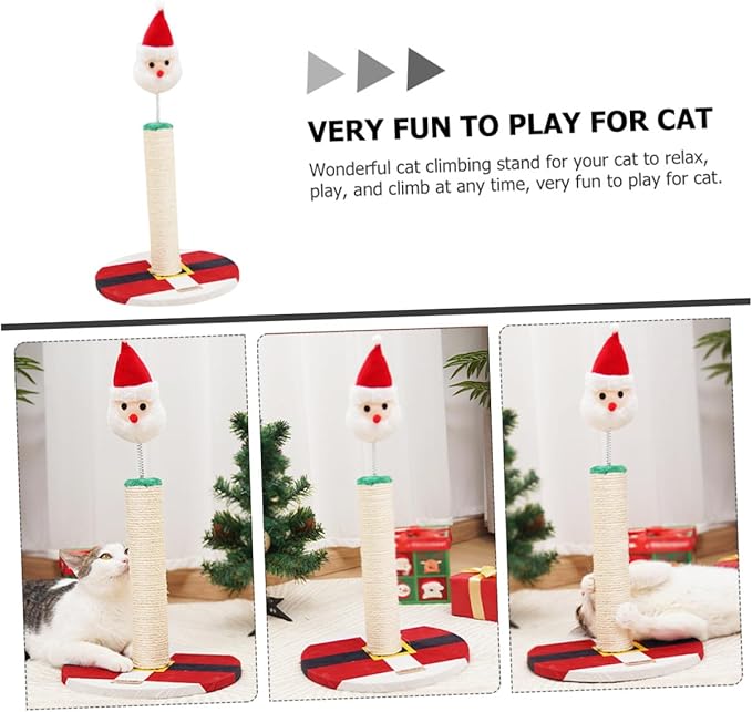 FRCOLOR Santa Claus Sisal Cat Scratching Post Kitten Climber Vertical Scratching Pole Indoor Cat Accessory and Kittens