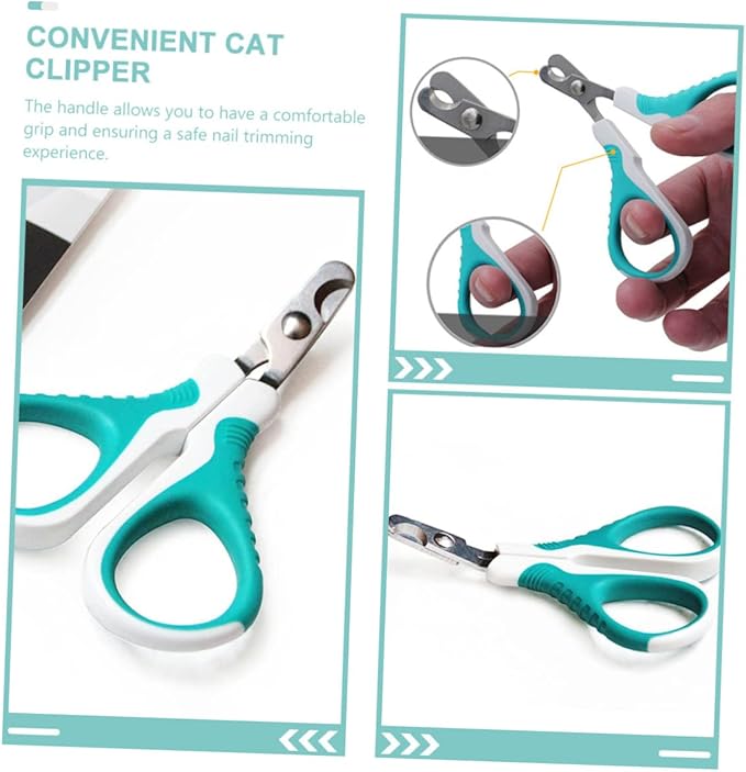 balacoo Portable Stainless Steel Cat Nail Clipper Safety Guard Pet Nail Scissors for Dogs Kittens and Puppies Comfortable Grip for Home Grooming Sky-