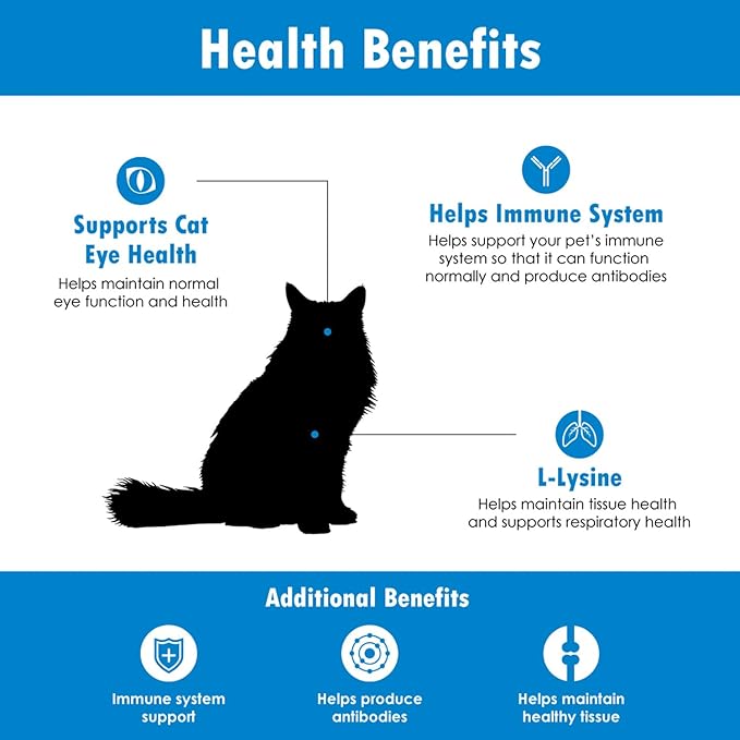 Immune System Support for Cats - Amino Acid L-Lysine - Produce Antibodies - Healthy Tissue, Respiratory Health, Vision - 60 Soft Chews