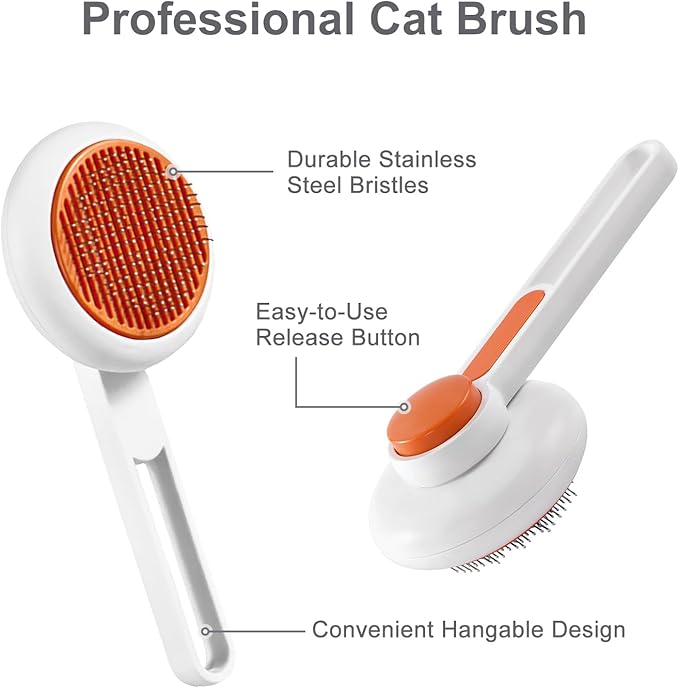 Cat Brush with Release Button, Pet Grooming Brushes for Shedding, Suitable for Long and Short Haired Cats and Dogs, Easy to Remove Removes Loose Undercoat