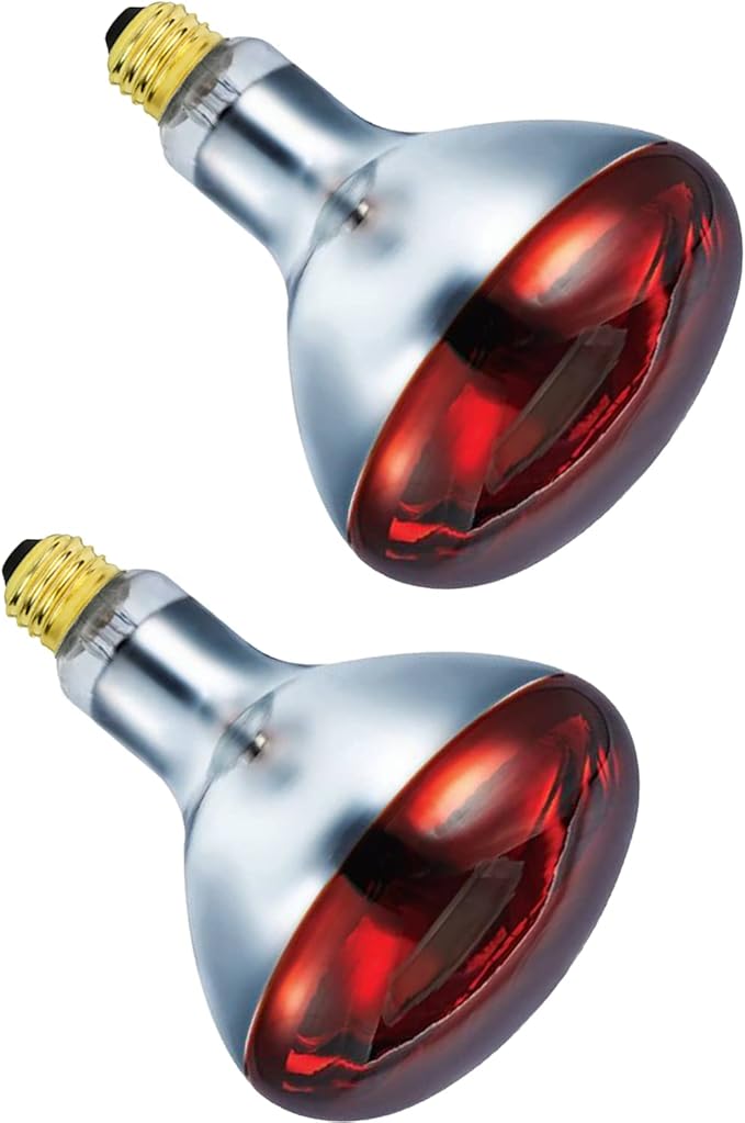 250 Watts R40 Red Heat Lamps Outdoor Bulbs for Pets Flood Light Bulb for Chickens Infrared Reflector 250W R40 Incandescent Medium E26 Base 2 Pack