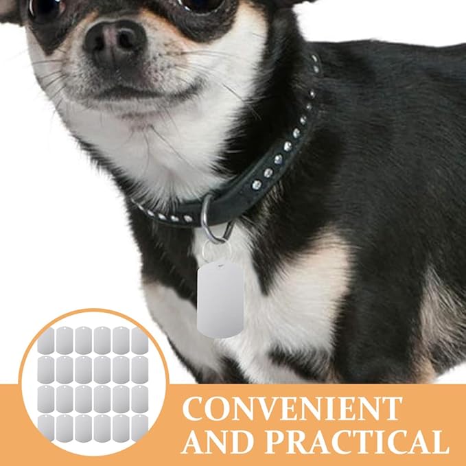 Beaupretty 30pcs Aluminum Dog Name Collar Tags Blank Engraving Puppy Id Tags Silver 50x30mm Anti-Lost Pet Supplies for Dogs and Cattle
