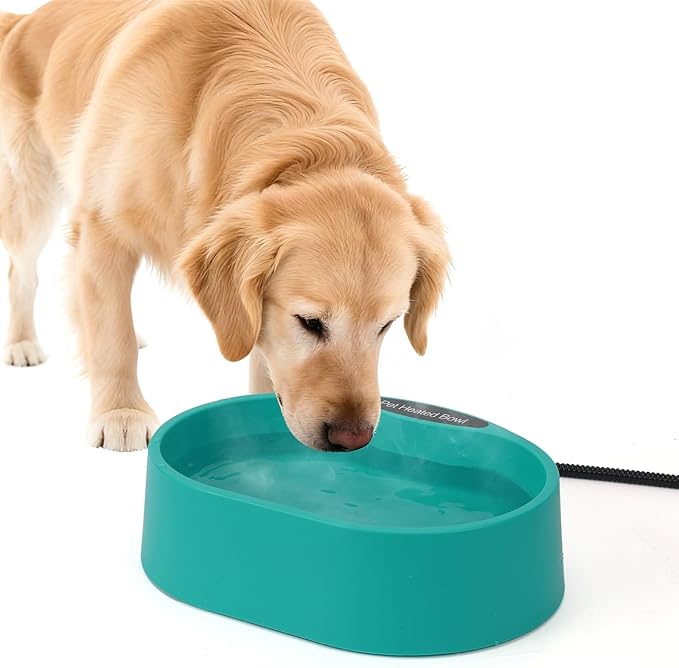 Large Heated Pet Water Bowl for Dogs, 3.7L Heated Dog Bowl Outdoor Heated Water Bowl for Cats,Chicken, Heated Dog Water Bowl -Keep Water Warm in Winter,35W Thermostatic Control and Anti Chew Cord