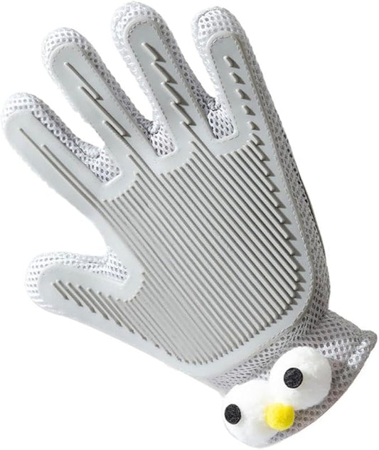 2-in-1 Pet Grooming Glove for Cats and Dogs, Double-Sided Hair Removal & Massage Glove, Anti-Scratch Cleaning Brush for Shedding, Soft Silicone Pet Hair Remover Mitt for Home Grooming (Grey)