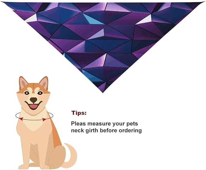 Dog Bandana Spring Pet Scarf Adjustable Triangle Purple Geometric Printing Dog Bib Washable Polyester Puppy Bandana for Small Medium Large Dogs Cat Birthday Party Supplies