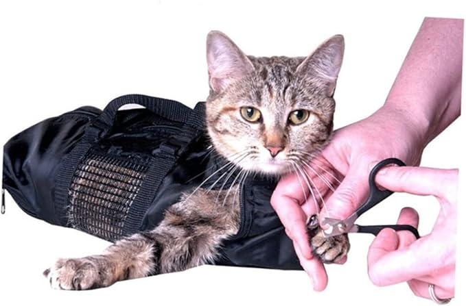 ibasenice Cat Grooming Bag for Nail Clipping Bathing Durable Cat Cleaning Supplies Collar Zipper Closure Handles Pet Grooming Essential