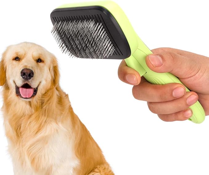 Cat Grooming Comb - Retractable Cat Brush with Release Button for Indoor Cats Shedding, Gently Removes Loose Undercoat - Automatic Cats Self Cleaning Slicker Brushes Tool