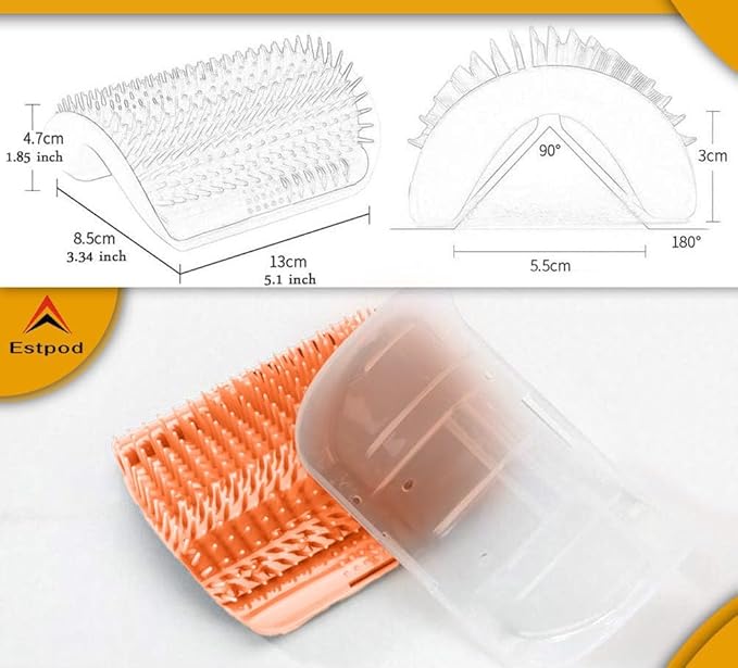 Cat Self Groomer – Wall Corner Scratcher, 2 Pack Soft Silicone Face Grooming Brushes and Massage Combs for Indoor Cats and Small Pets (Orange)