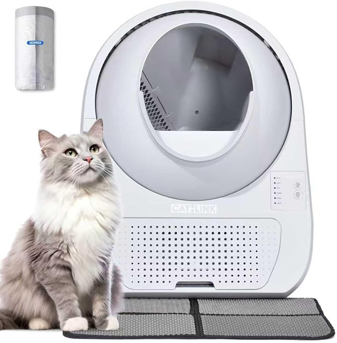 CATLINK 2025 Upgrade Automatic Cat Litter Box Self Cleaning for Multiple Cats with Mat, Double Odor Removal, Cat Litter Box for Cats from 3.5～22 lbs