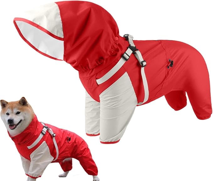 Dog Raincoat,Removable Pet Supplies - Breathable Rain Jacket for Medium Dog - for Daily Walking Training Travel Shopping Camping Adventure