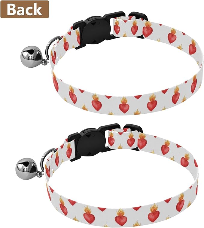Dog Collar Hearts Fire Pattern Dog Collars Cute Puppy Collar Adjustable Cat Pet Collar for Dogs Cats Pets Supplies 2 Pack