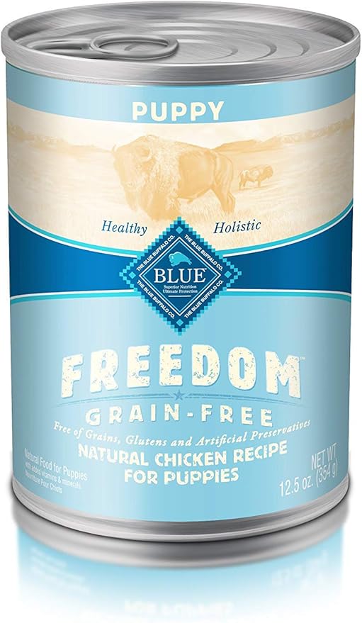 Blue Buffalo Freedom Grain Free Natural Puppy Wet Dog Food, Chicken 12.5oz cans (Pack of 12)