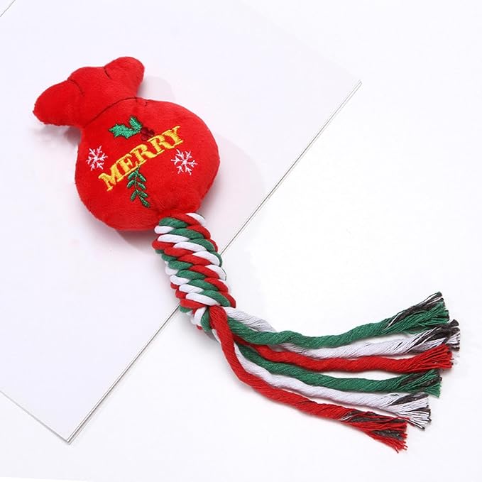 Dog Rope Toy Christmas Dog Toy Lightweight Pet Supplies for Aggressive ers Dog Toy for Playing Training Xmas Gifts, Bag