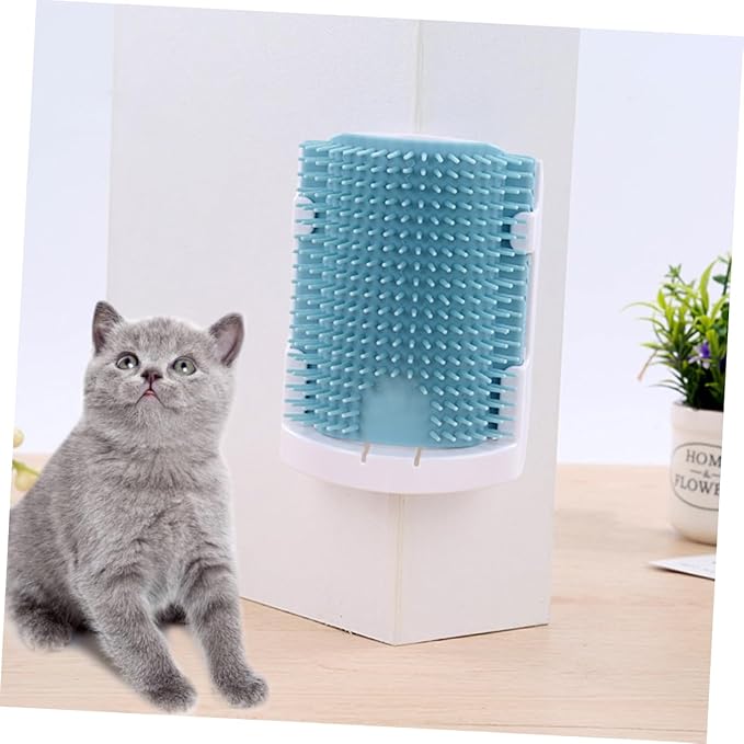 Milisten Cat Rubbing Brush Cat Self Grooming Brush Supplies Massage Self Pet Products Blue