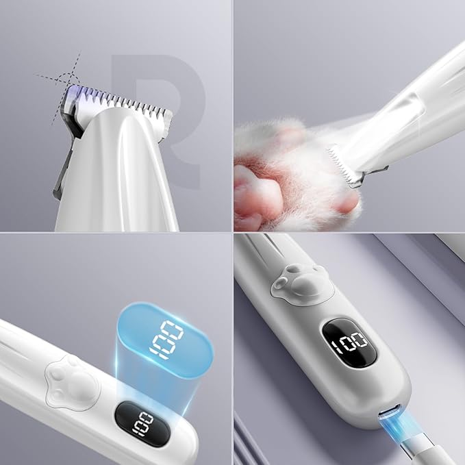 Cat Grooming Trimmer | Waterproof Rechargeable Shaver,Cat Hair Removal Coat Trimmer - for Paws Eyes Face Buttocks Small Medium Large Breeds