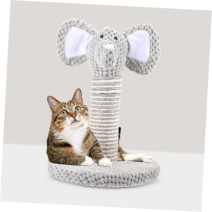 BESTonZON 2pcs Cat Scratching Post Set with Wear-Resistant Sisal Small Elephant and Zebra Design Comfortable Kitten Climber for Indoor Cats