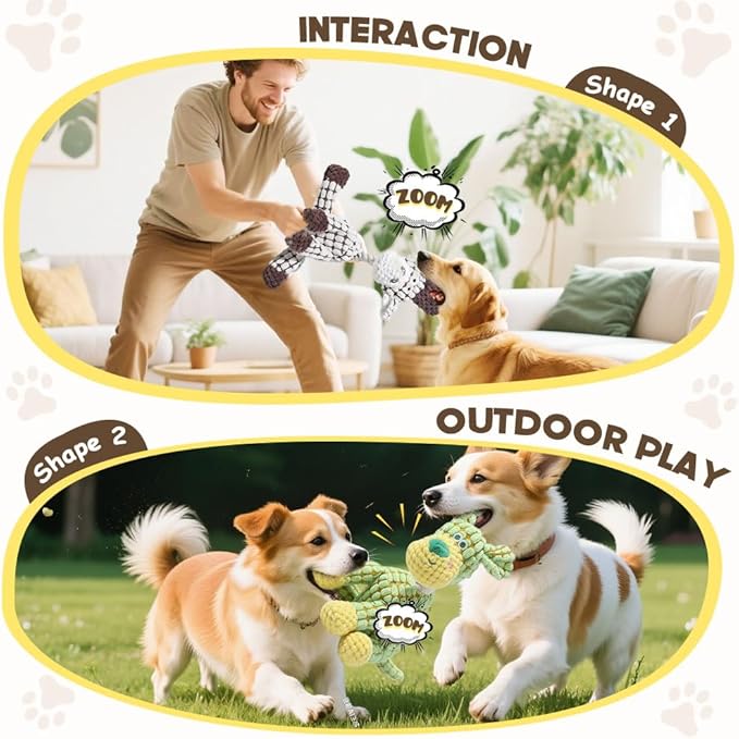 Durable Dog Stuffed Toys for Aggressive Chewers, 2026 New Indestructible Dog Toy, Interactive Squeaky Chew Teething Toys, Squeaky Plush Dog Toys (White)