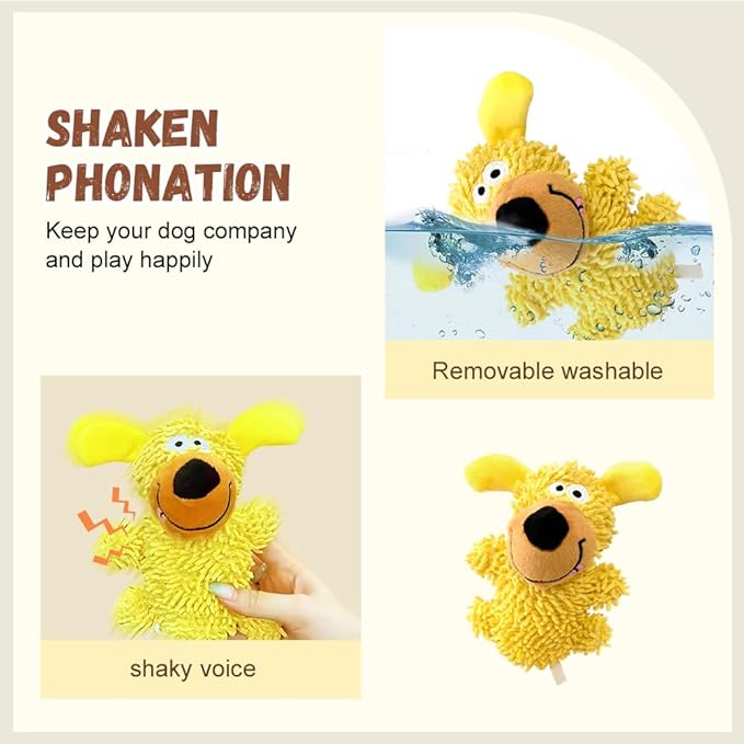 Indestructible Dog Toy, 2026 New Durable Dog Toy, Soft Puppy Toy for Indoor Play, Interactive Chew Toy with Squeaker for Small Dogs (Yellow)