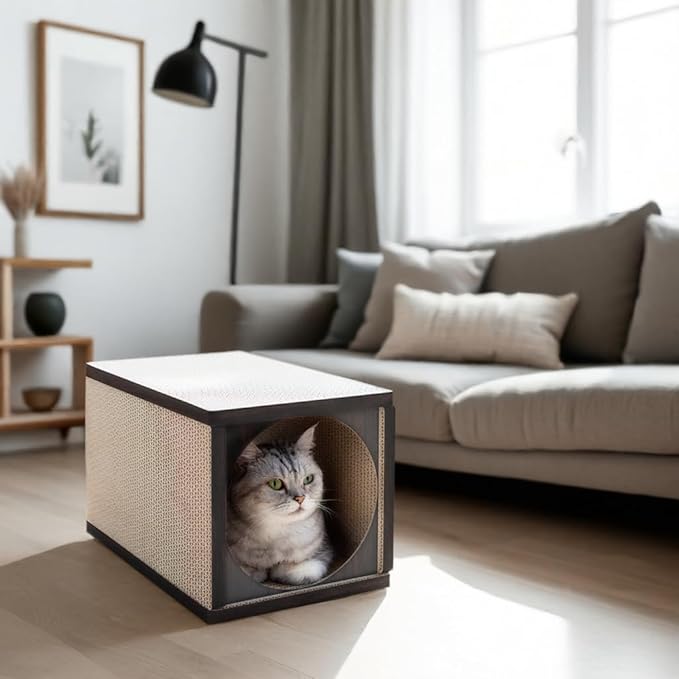 360° Cardboard Cat Scratcher Tunnel & House