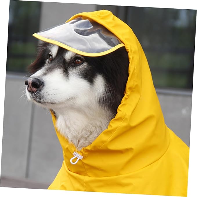 Uonlytech Waterproof Dog Raincoat Hooded Pet Rain Jacket Pu Leather Medium Outdoor Dog Rainwear for Pet Supplies