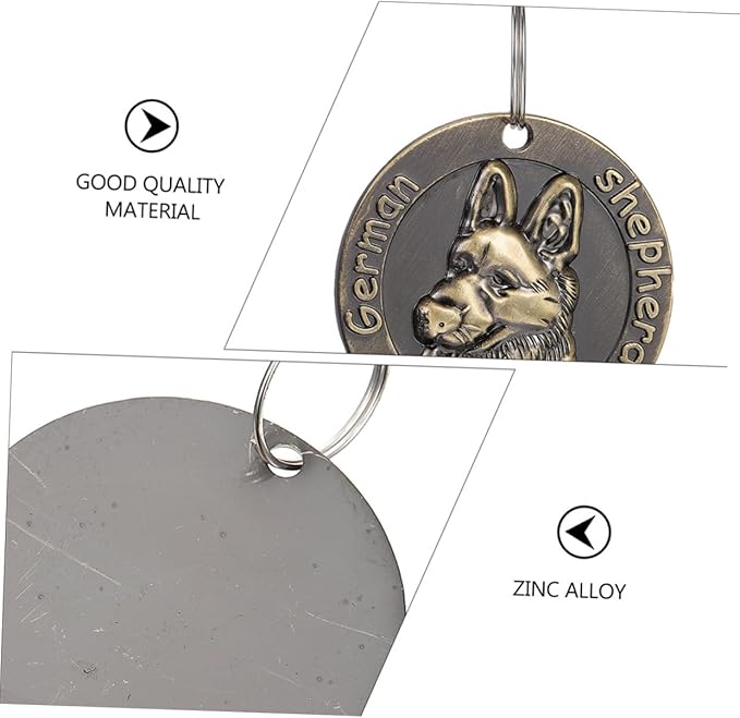 4pcs Vintage Metal Pet Hanging Pendants Retro Dog Collar Identity Tags Alloy Anti-Lost Labels for Large Shepherd Dogs in Pet Supplies