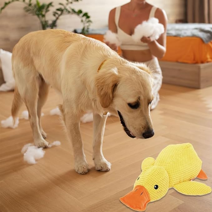 Duck Dog Toy for Dogs Pet Supplies,2025 Upgrade Durable Calming Ducks Dog Toy,Squeak Dog Toys Stuffed Fun for Indoor Puppies Small Dog Indoor Puppy Essentials (Yellow Pink)