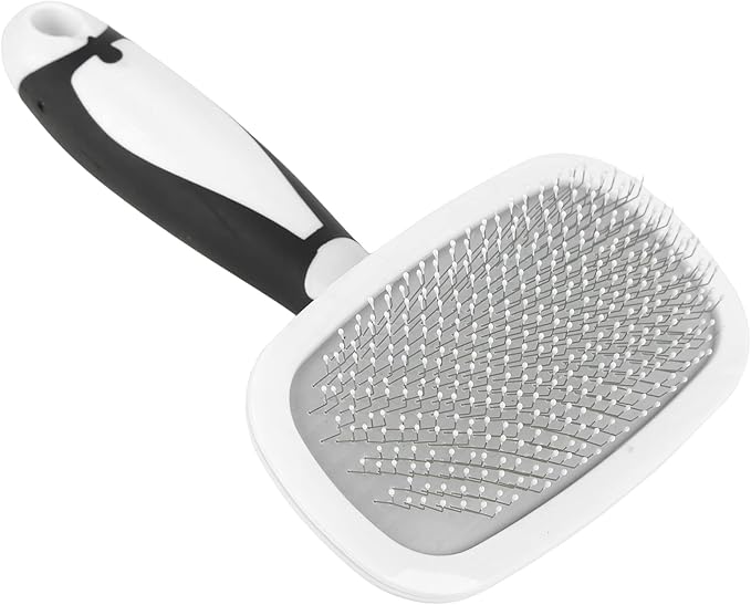 ZJchao Self Cleaning Hair Brush, 360 Degree Rotatable Cat Slicker Comb Cat Brush Dog for Shedding Pet Grooming with Stainless Steel Needle for Kitten Massage Removes Loose Fur (White)