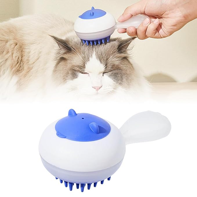 Pet Comb Bath Brush, Ergonomic Pet Bath Massage Brush for Cat Dog, Grooming Shampoo Brush Dual Use Of Dry/Wet Hair Removal Brushes, Shower Wash Brushes for Long & Short Hair Pets (Blue)