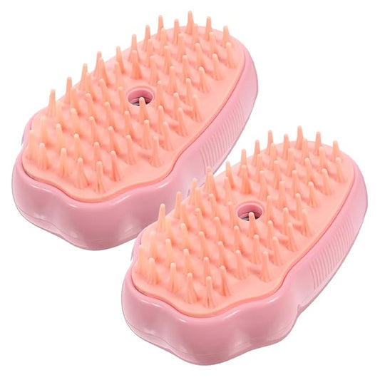 BESTonZON 2pcs Self-cleaning Cat Steamer Brush Multi-use Grooming Tool for Dogs and Cats Bath Brush Massage Bristles for Spa-like