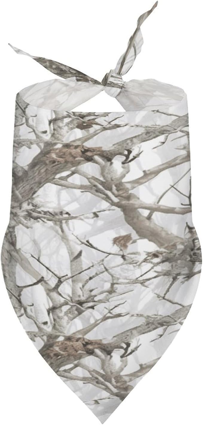 Dog Bandana Spring Pet Scarf Adjustable Triangle White Tree Camo Printing Dog Bib Washable Polyester Puppy Bandana for Small Medium Large Dogs Cat Birthday Party Supplies