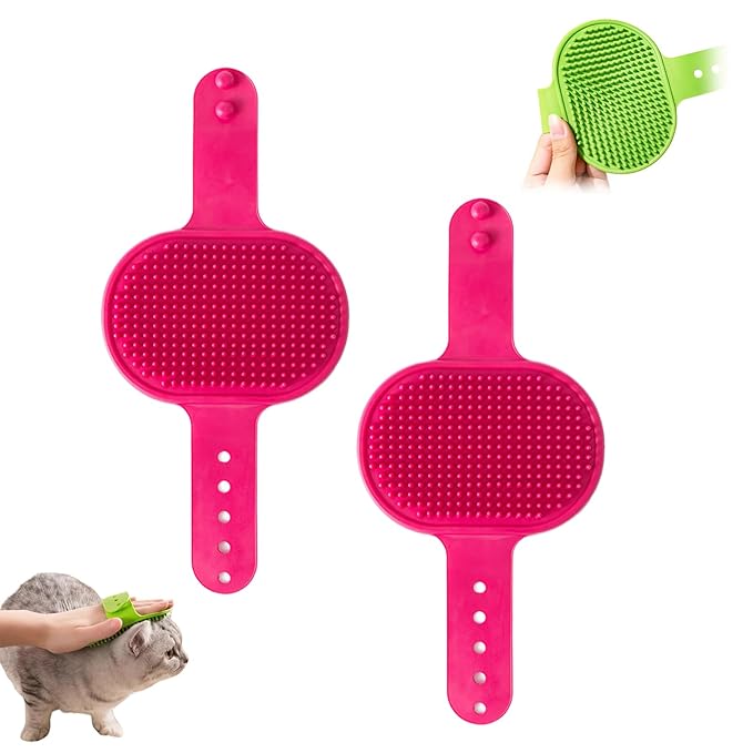 Silicone Grooming Strap Pad for Cats, Silicone Grooming Strap Pad 2-in-1self Groomer for Kitten,Bathing Brush,Scratching Board Pet Supplies for Cats Tree Furniture Sofa Chair Legs (2pcs Red)