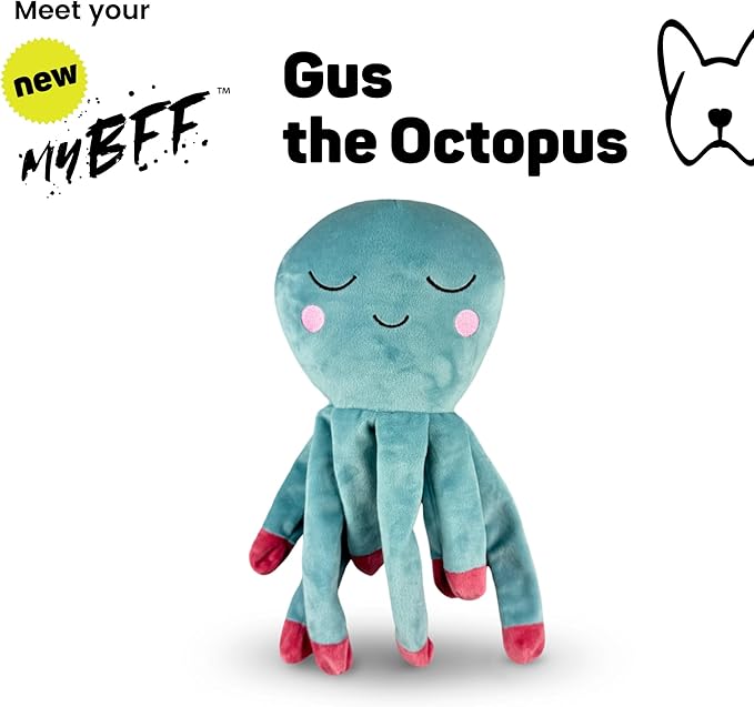 NANDOG My BFF Gus The Octopus Plush Dog Toy – Soft Squeaky Pet-Only Toys for Dogs & Cats – Durable, Cuddly & Adorable Pet Companions for Playtime, Fetch & Snuggles