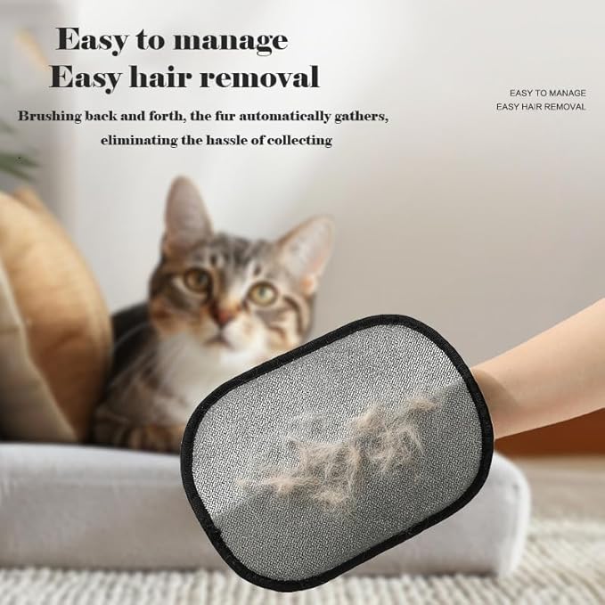 Electrostatic Pet Hair Removal Gloves | Double Sided Grooming & Cleaning Mitt for Cats and Dogs | Reusable Deshedding Glove for Furniture, Couch, Car, Carpet, Clothing | Easy to Clean (3PCS)