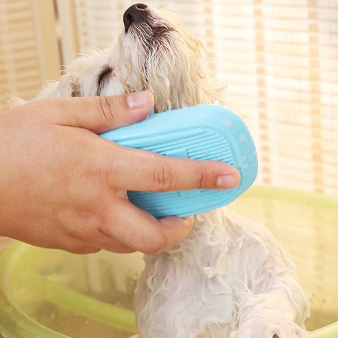 Pet Bath Brush Dog Cat Massage Hairbrush Comb for Grooming Shower Scrubbing Shedding Massage Long Short Hair Pets Cats Dogs Supplies - Green
