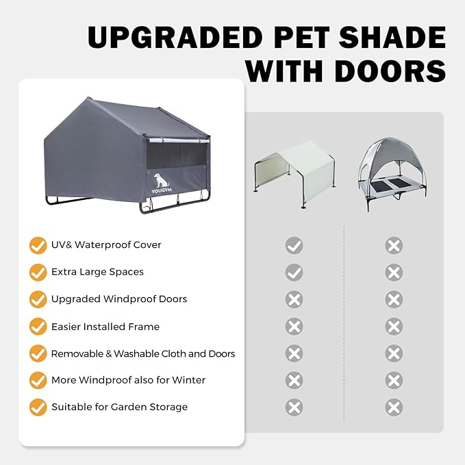 XLarge Outdoor Dog House 4'x4'x3.2' for Large Dogs, Animal Shelter with Doors and Mesh Window, Outside Sun Rain Canopy Pet House for Dogs, Cats, Small Animals and Livestock