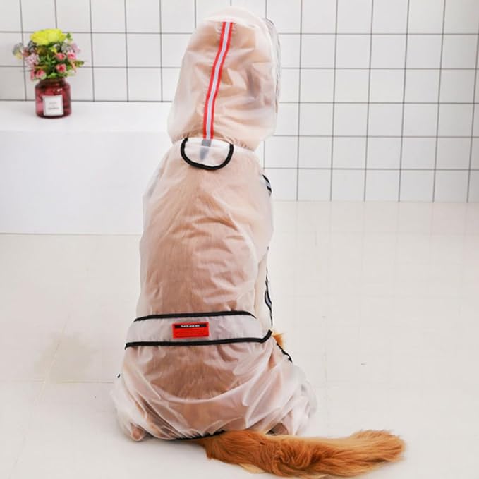 Dog Raincoat Waterproof Full Coverage Hooded Rain Outfit Lightweight Body Protector for Medium Large Dogs Outdoor Rainy Day Pet Supplies 4XL