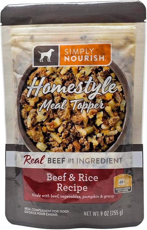 SIMPLY NOURISH Beef and Rice Dog Meal Topper, 9 Ounces