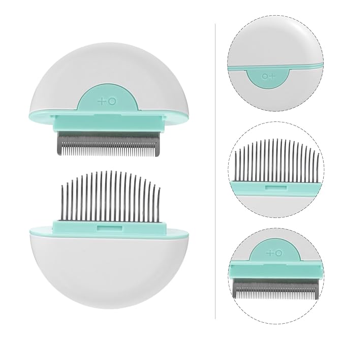 Homoyoyo Cat Hair Removal Comb Mint Green Lightweight Pet Grooming Brush with Massage Teeth for Shedding Loose Hair and Tangles Non-slip Handle for Indoor Cats Regular Fur Cleaning and
