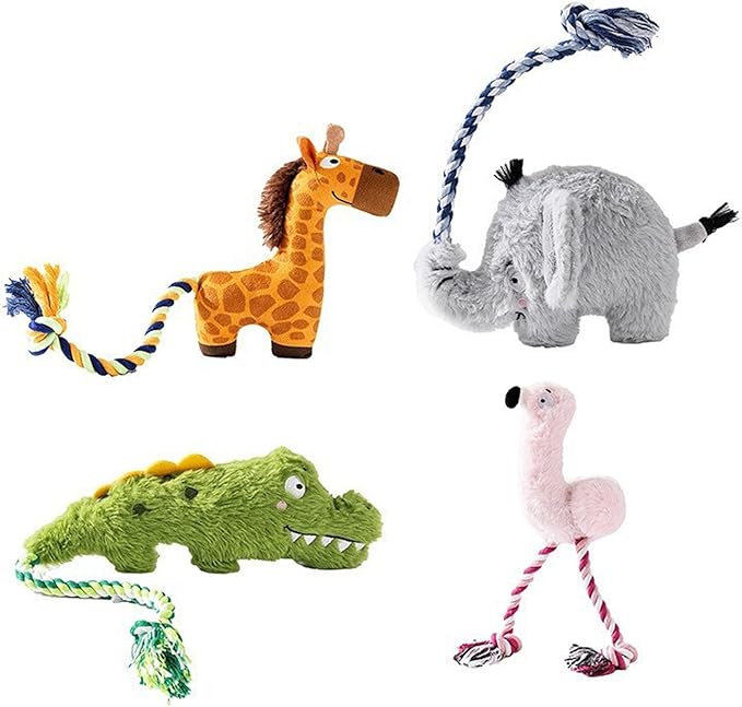 Realistic Animal Plush Dog Toy Squeaky Chew Toy for Puppies Interactively Pet with Bites Molar Teeth Chew-Resistant Sound Teeth Training Supply