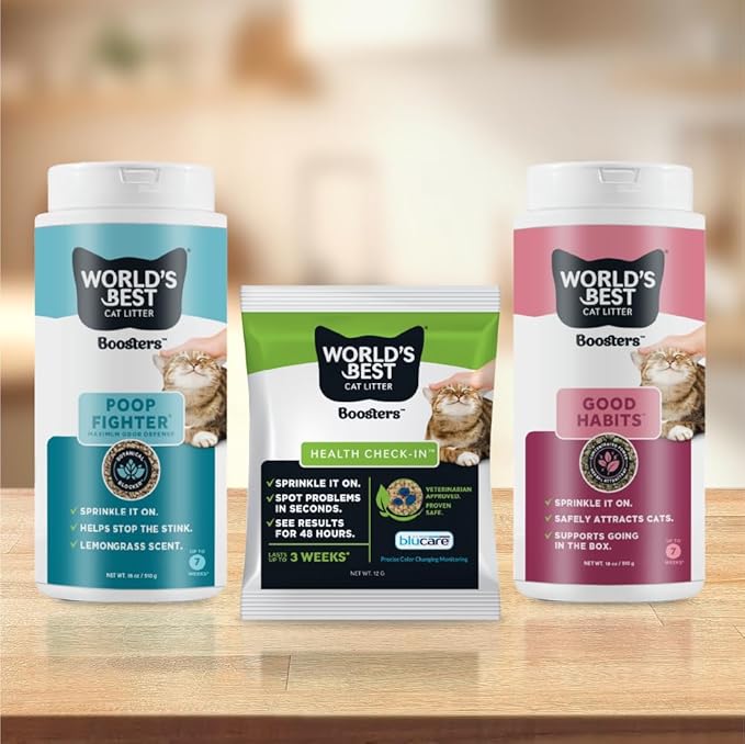 WORLD'S BEST CAT LITTER® Boosters™ Good Habits™ Natural & Sustainable-Litter Additive Attracts Your Cat to TheLitter Box and Helps Avoid Accidents Plant-Based Attractant 18oz Canister(Pack of 2)