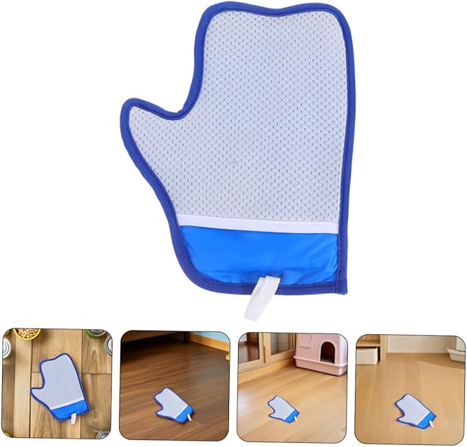 BESPORTBLE 2pcs Reusable Dual-Sided Pet Hair Removal Gloves with Electrostatic Technology for Cats and Dogs Efficient Grooming Mitts for Furniture Clothes Car Interior Blue Hair Cleaning
