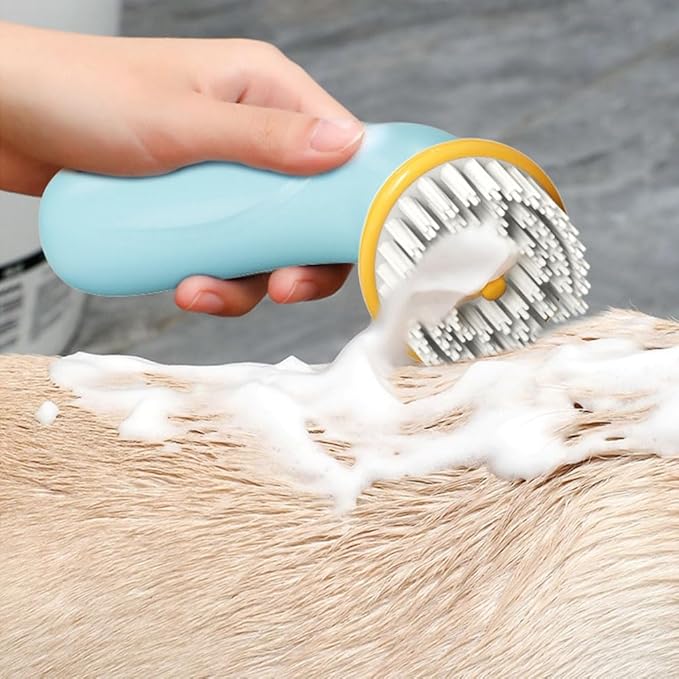 Pet Bath Brush Dog Cat Massage Hairbrush Comb with Shampoo Dispenser for Grooming Shower Scrubbing Shedding Massage Long Short Hair Pets Cats Dogs Supplies - Orange