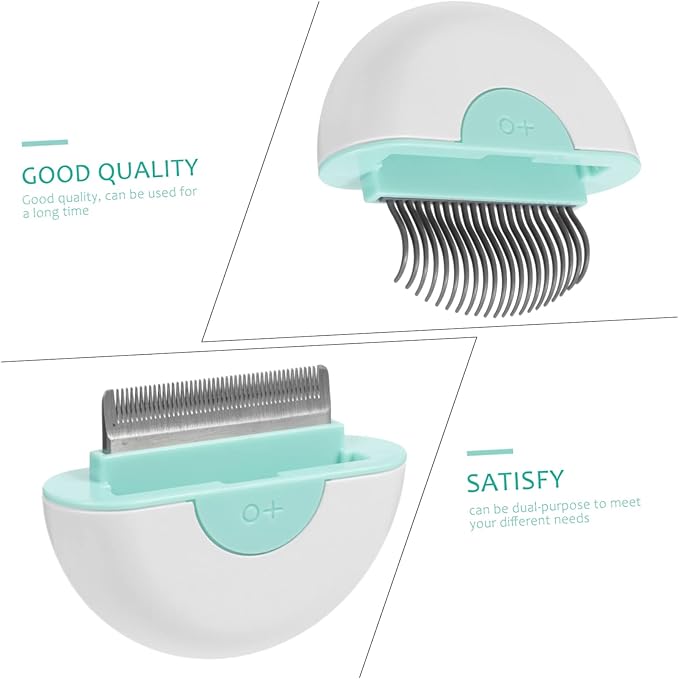 Luxshiny Cat Hair Comb Massage Brush for Shedding and Grooming Long Hair Cats Cleaning and Detangling Tool with Dual Combs and Tangle Removal Portable Pet Grooming Accessory