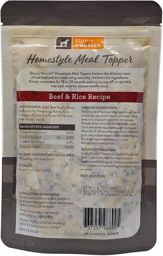 SIMPLY NOURISH Beef and Rice Dog Meal Topper, 9 Ounces