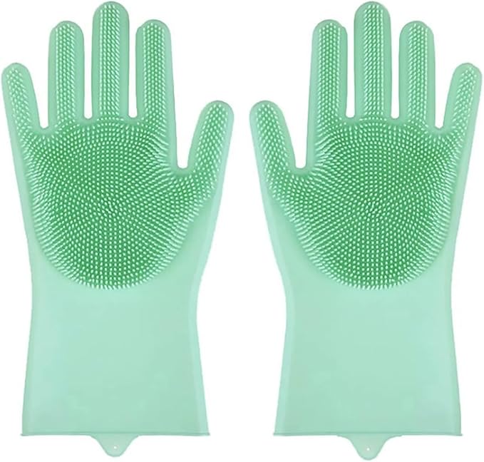 Pet Grooming Gloves for Dogs and Cats - Silicone Bathing Scrubber & Hair Removal Glove for Easy Cleaning(Green)